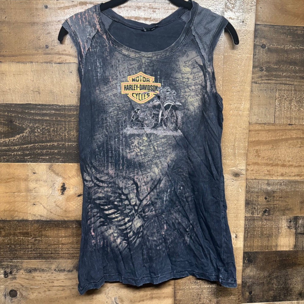 Harley Davidson Tank Top Silver Eagle Waterloo Iowa Graphic Print‎ Sleeveless M